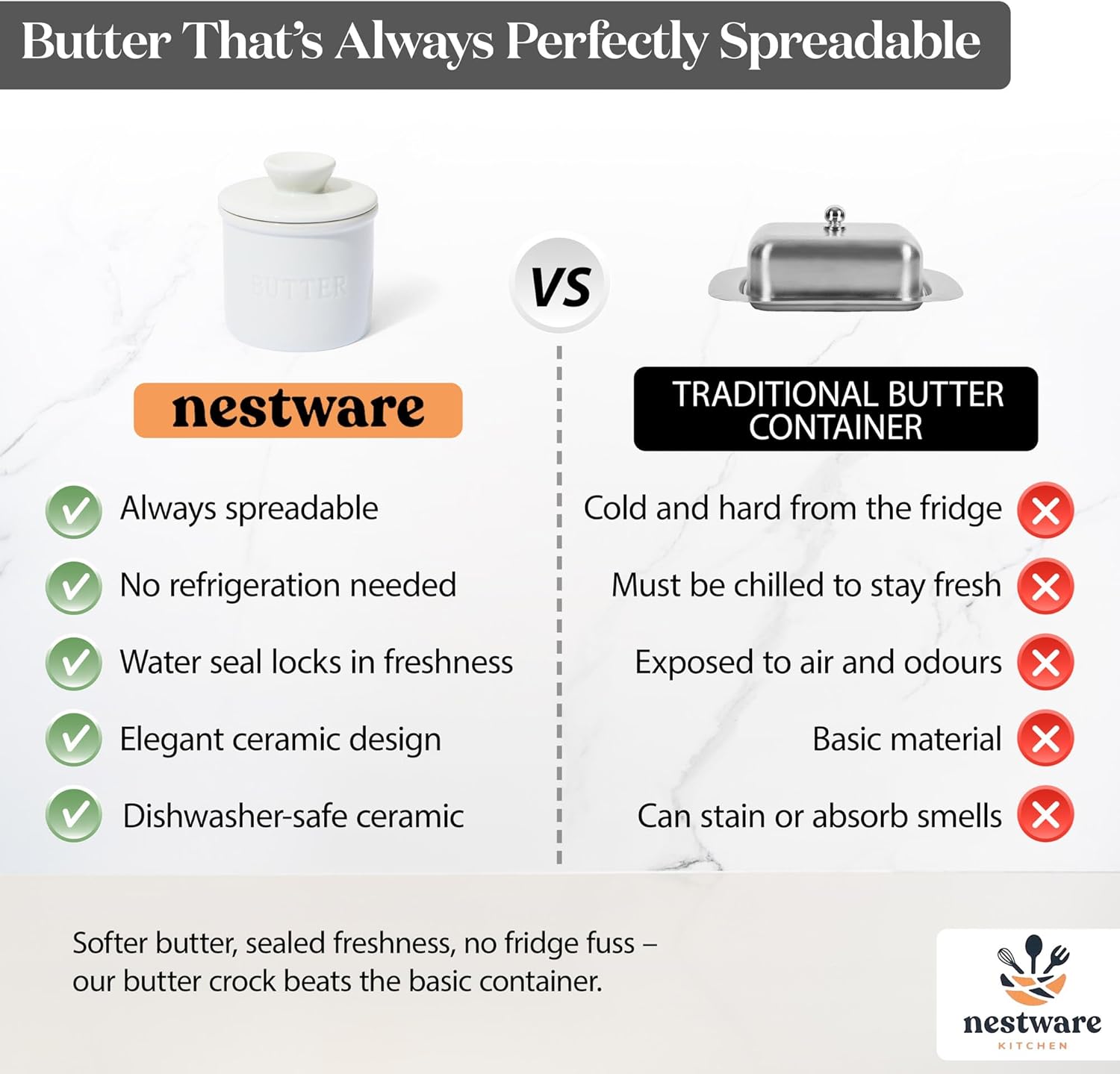 Nestware Kitchen Butter Crock with Knife 9