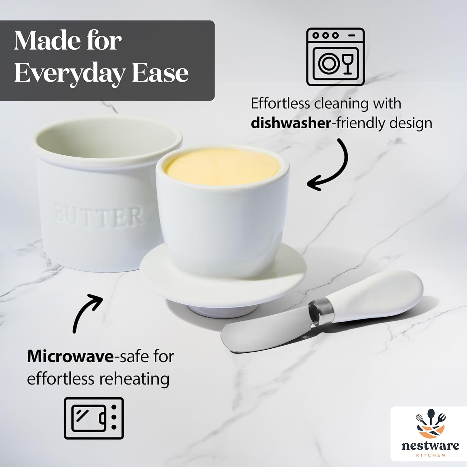 Nestware Kitchen Butter Crock with Knife 5