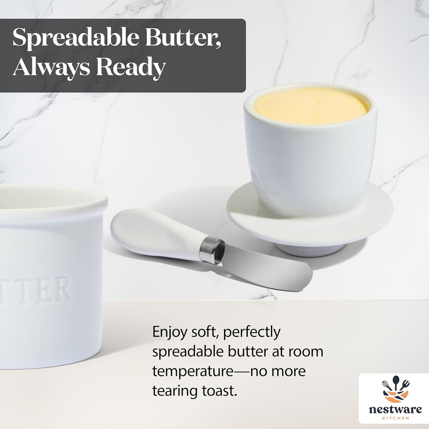 Nestware Kitchen Butter Crock with Knife 6
