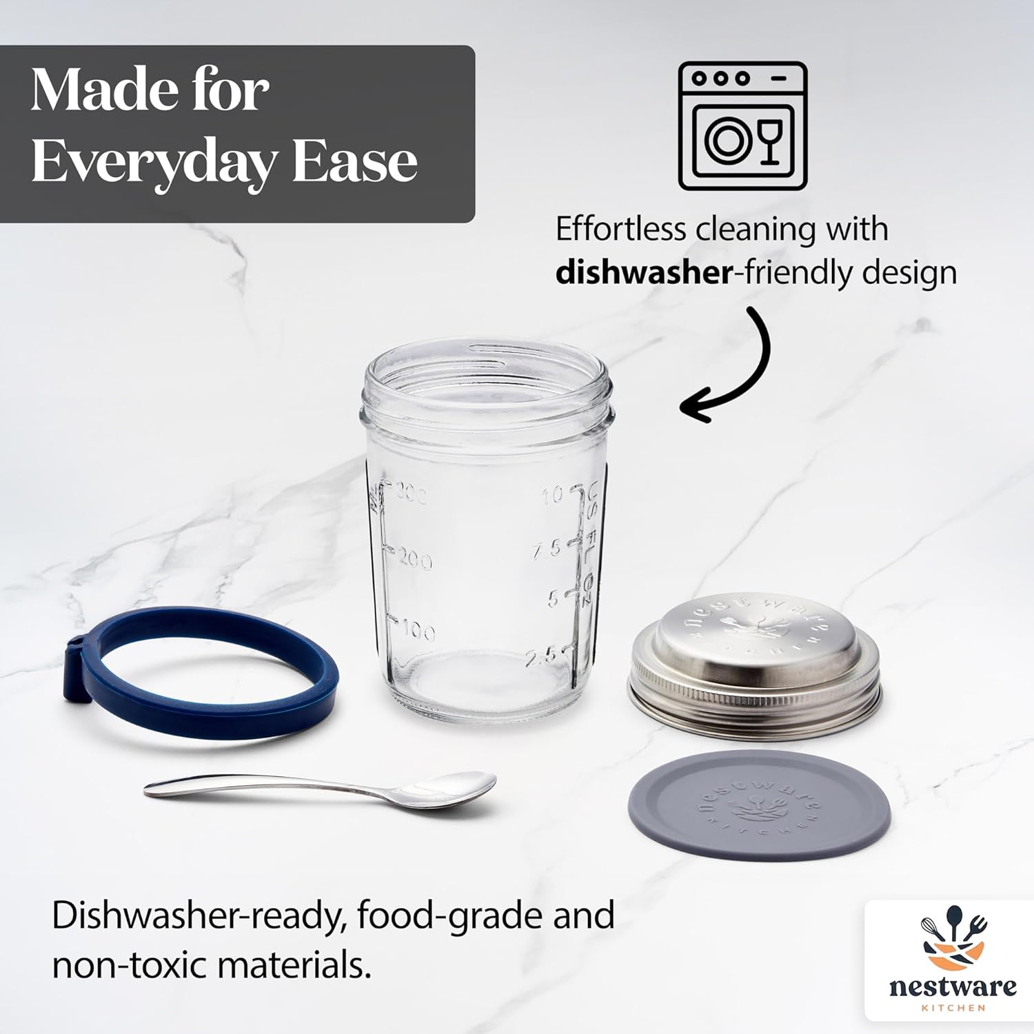 Nestware Kitchen Overnight Oats Jar with Spoon 5