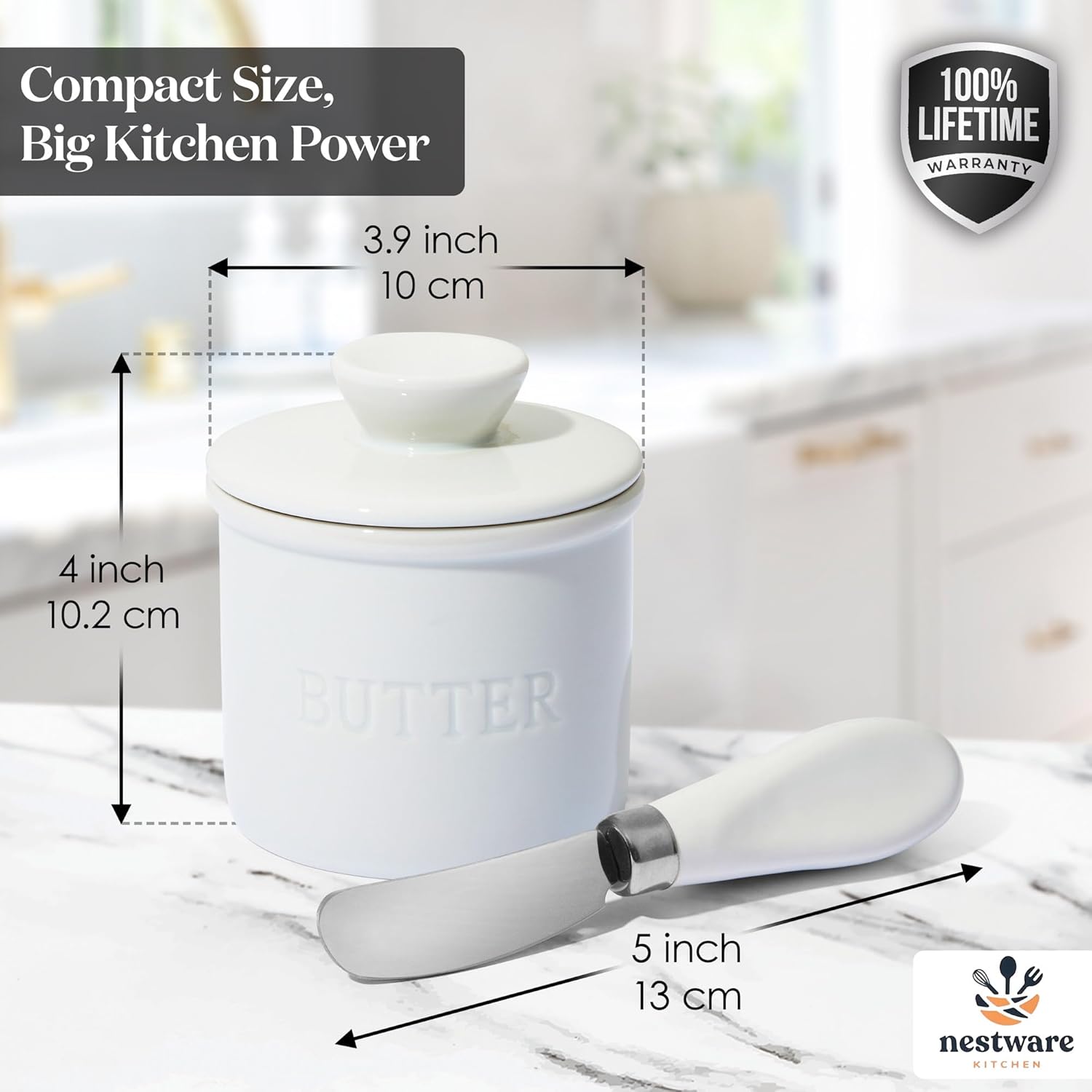 Nestware Kitchen Butter Crock with Knife 3