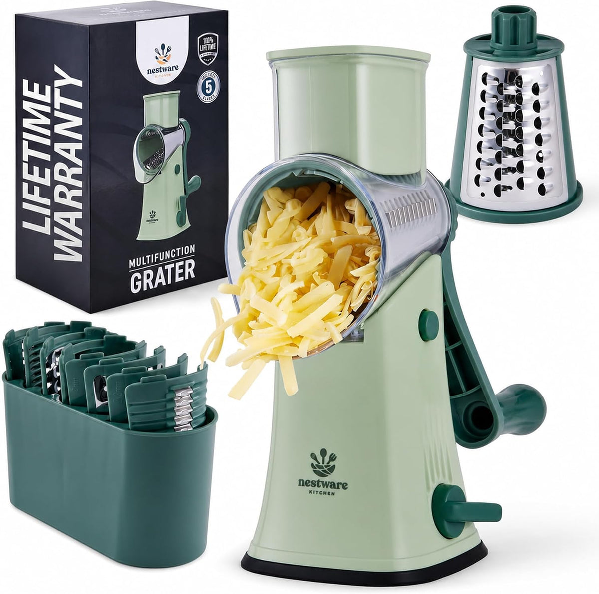 Nestware Kitchen Rotary Cheese Grater - 5 Blades 10