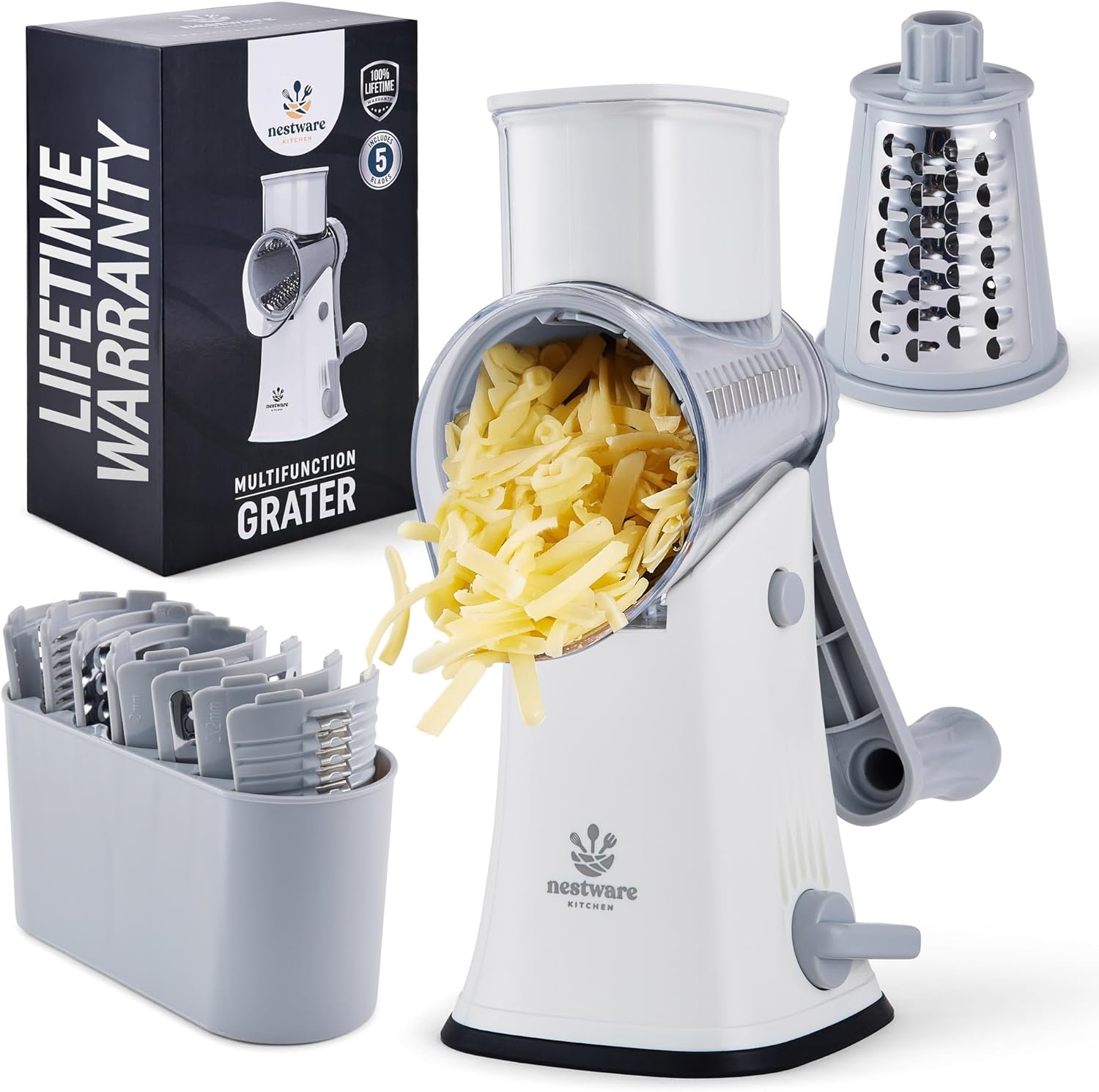 Nestware Kitchen Rotary Cheese Grater - 5 Blades 9