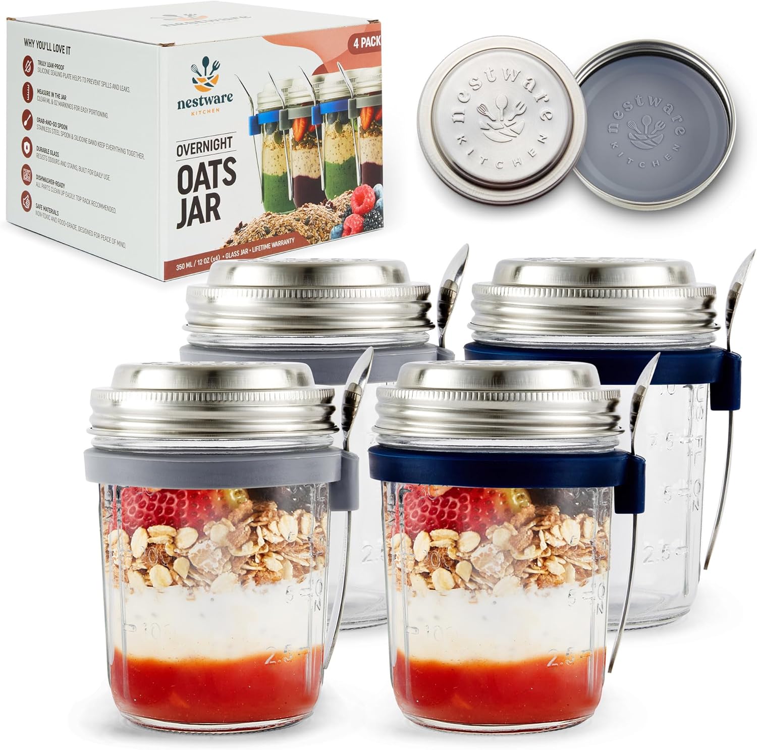 Nestware Kitchen Overnight Oats Jar with Spoon 9