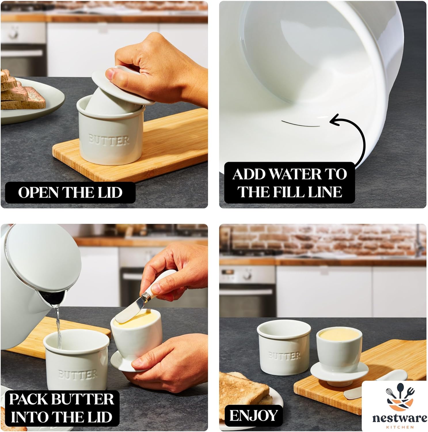 Nestware Kitchen Butter Crock with Knife 8