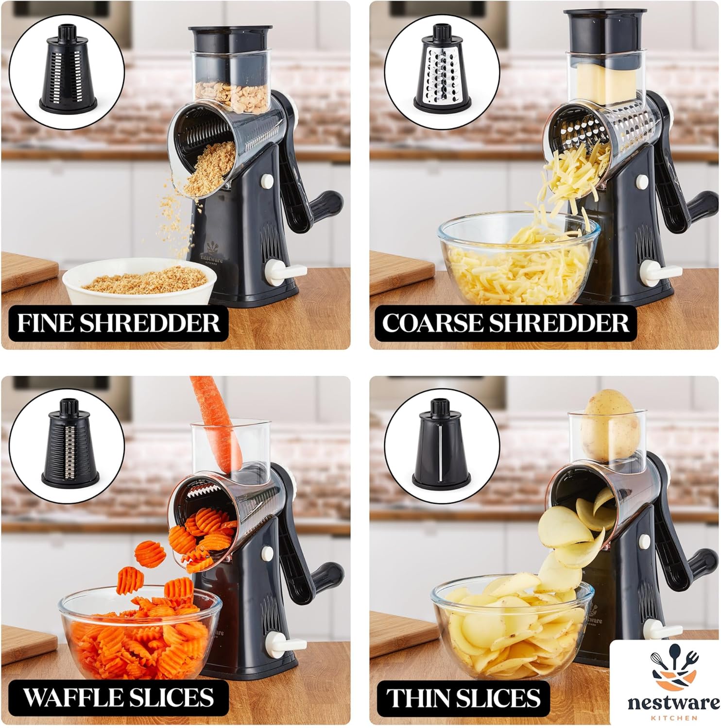 Nestware Kitchen Rotary Cheese Grater - 5 Blades 7