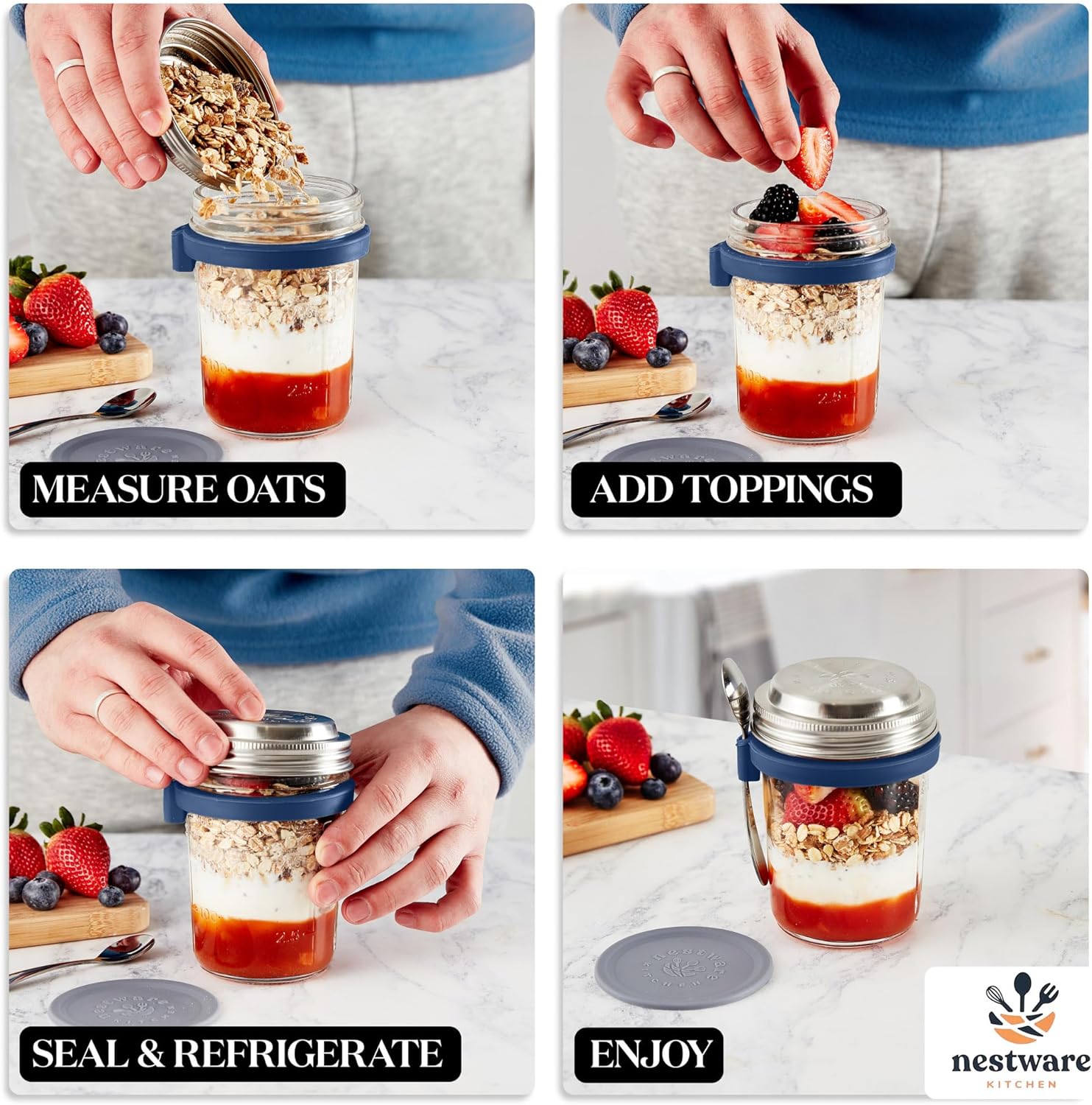 Nestware Kitchen Overnight Oats Jar with Spoon 4