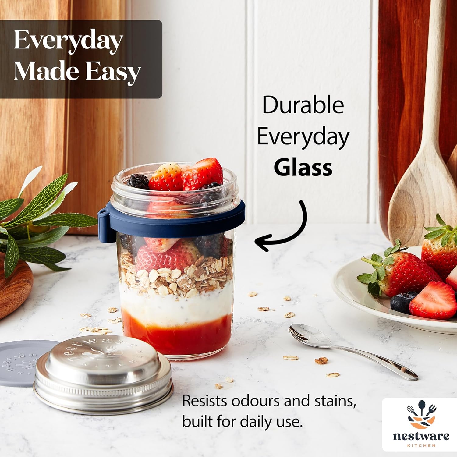 Nestware Kitchen Overnight Oats Jar with Spoon 6