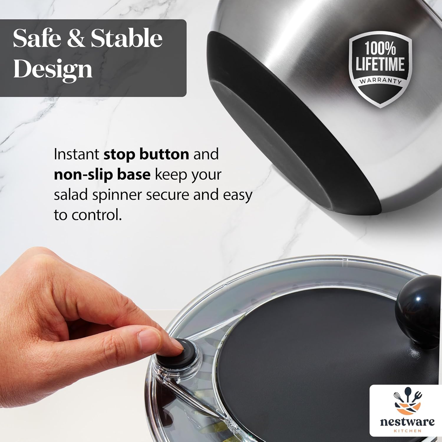 Nestware Kitchen Stainless Steel Salad Spinner - 5L 6
